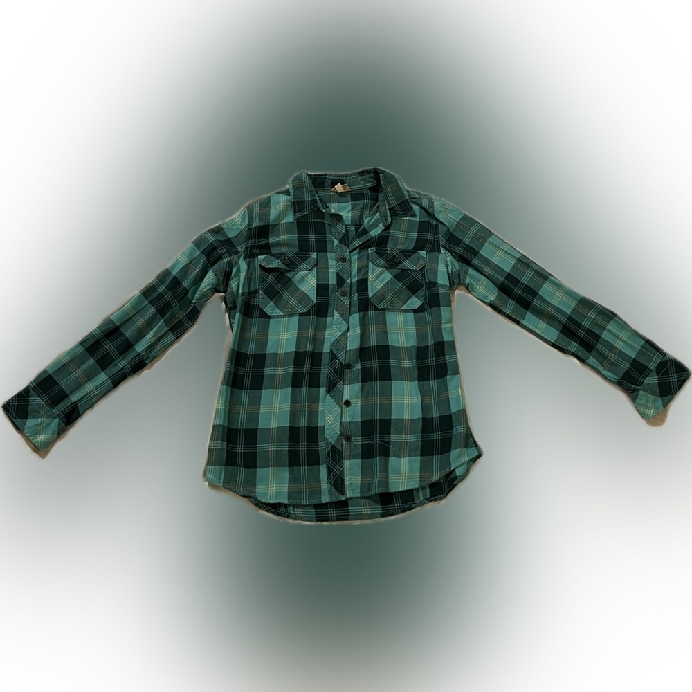 Duluth Trading Co. Flannel Plaid Shirt in Teal and Black